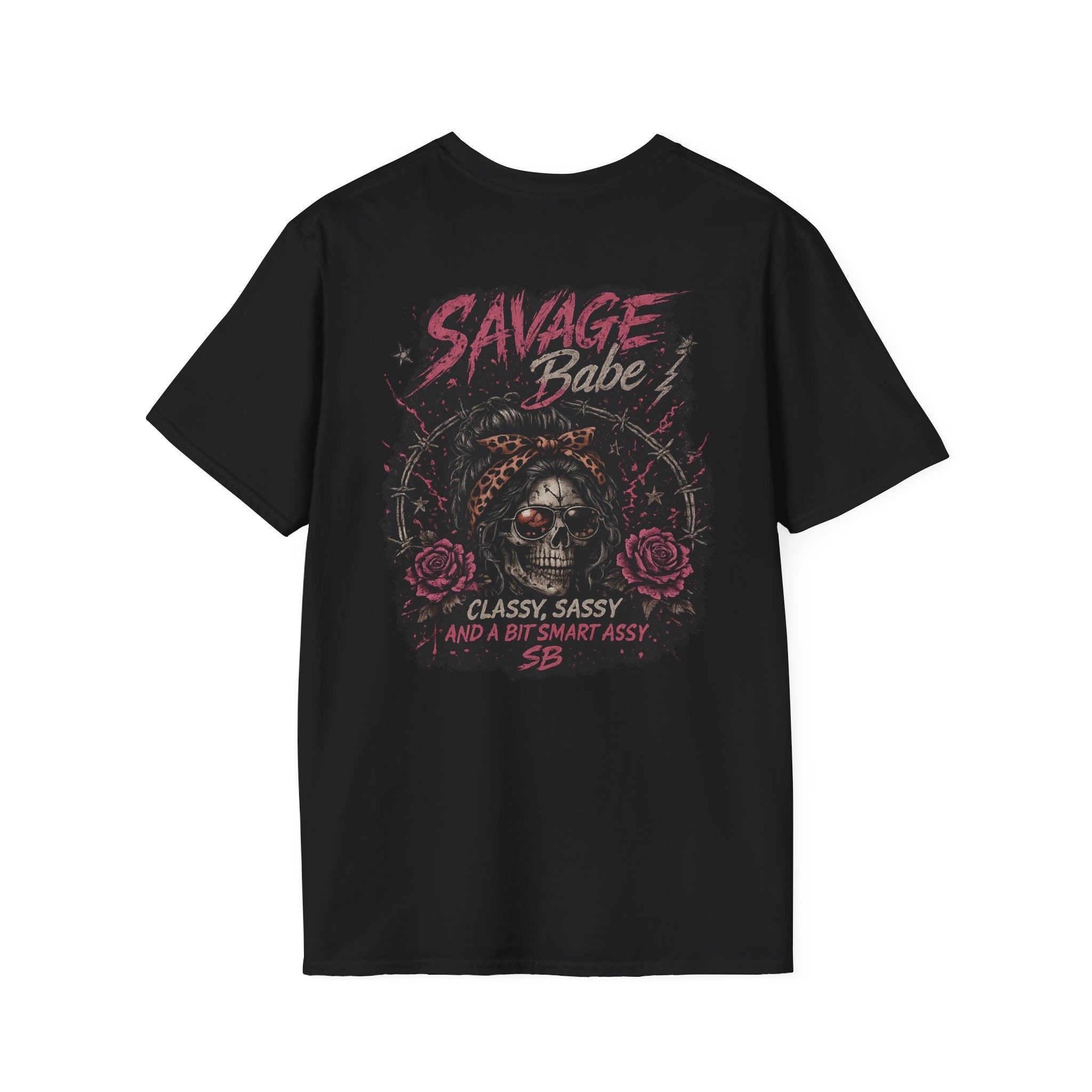 Savage Babe Skull Graphic T-Shirt | Edgy Streetwear Tee | Grunge Aesthetic Shirt | Bold Back Print | Classy Sassy Shirt