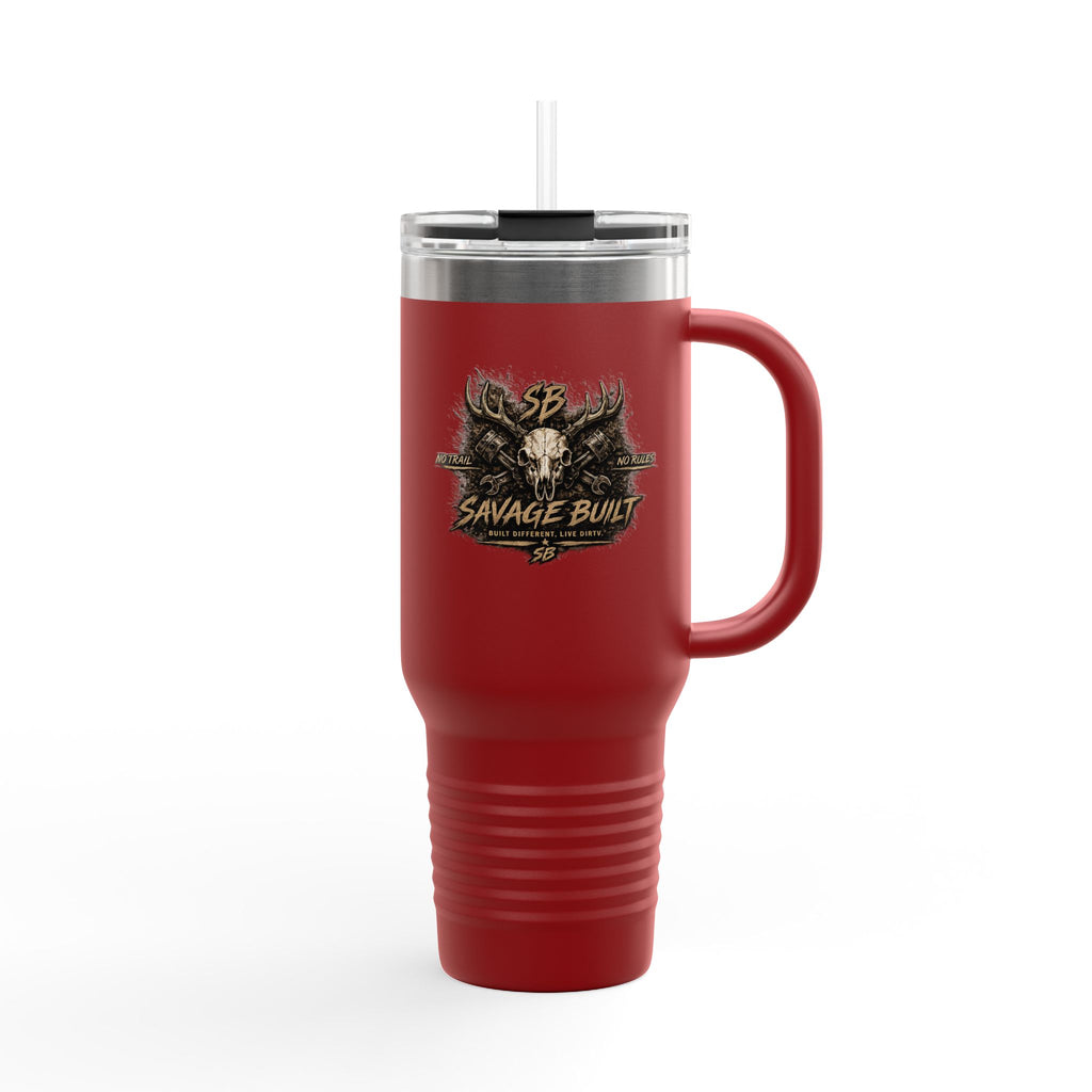 Savage Built 40oz Tumbler – Skull Logo Travel Mug | Insulated Stainless Steel Cup | Rugged Coffee Mug for Work, Outdoors & Daily Grind