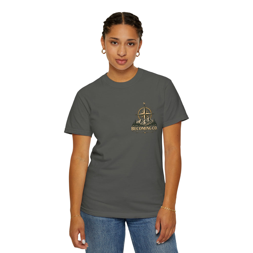 Keep Becoming Unisex Graphic Tee | Vintage Mountain Compass Shirt | Becoming Co.