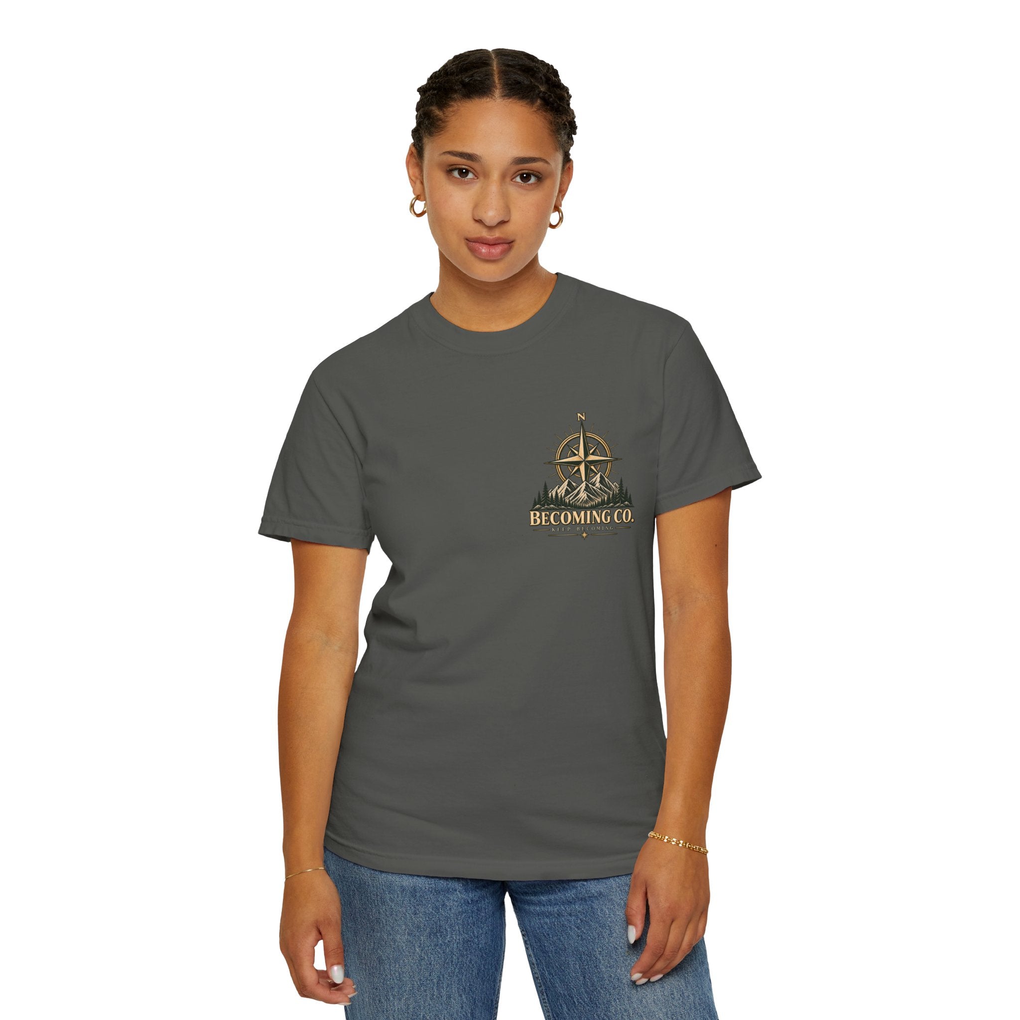 Keep Becoming Unisex Graphic Tee | Vintage Mountain Compass Shirt | Becoming Co.
