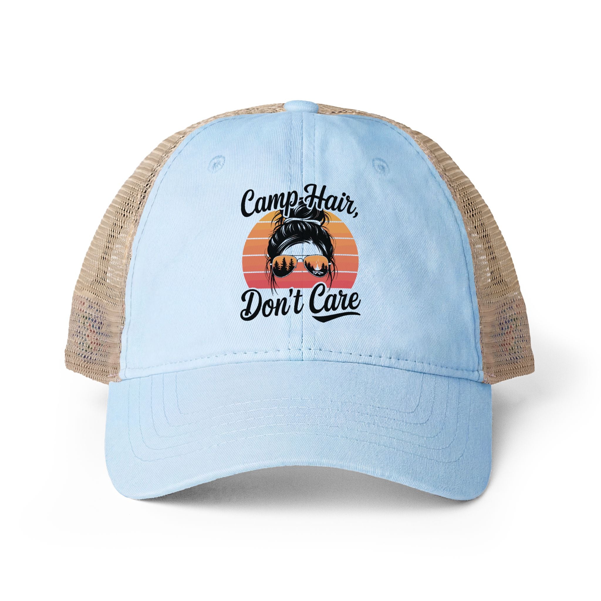 Vintage Washed Ponytail Hat – Women’s Mesh Back Cap | Leopard Print Brim | Casual Summer Baseball Hat