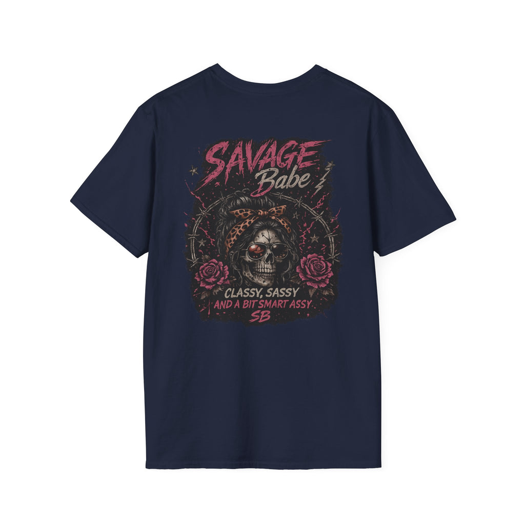 Savage Babe Skull Graphic T-Shirt | Edgy Streetwear Tee | Grunge Aesthetic Shirt | Bold Back Print | Classy Sassy Shirt