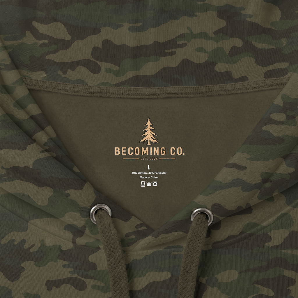 Becoming Co. Keep Becoming Mountain Compass Hoodie | Rugged Outdoor Unisex Hoodie