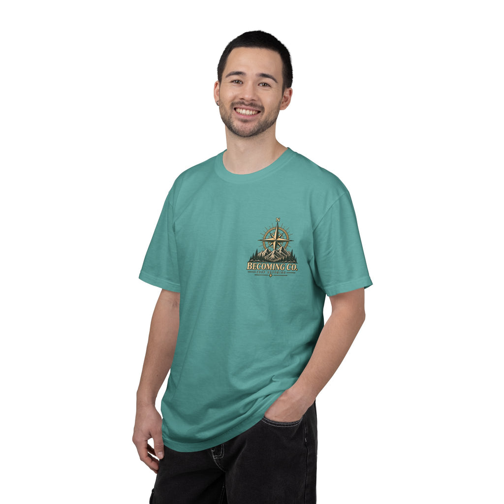 Keep Becoming Unisex Graphic Tee | Vintage Mountain Compass Shirt | Becoming Co.