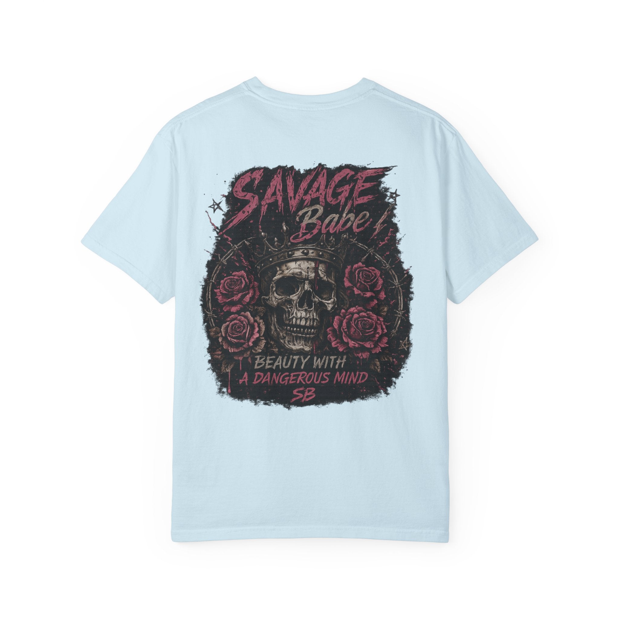Savage Babe Skull T-Shirt | Edgy Graphic Tee | Grunge Aesthetic Shirt | Streetwear Women’s Tee | Bold Back Print Shirt