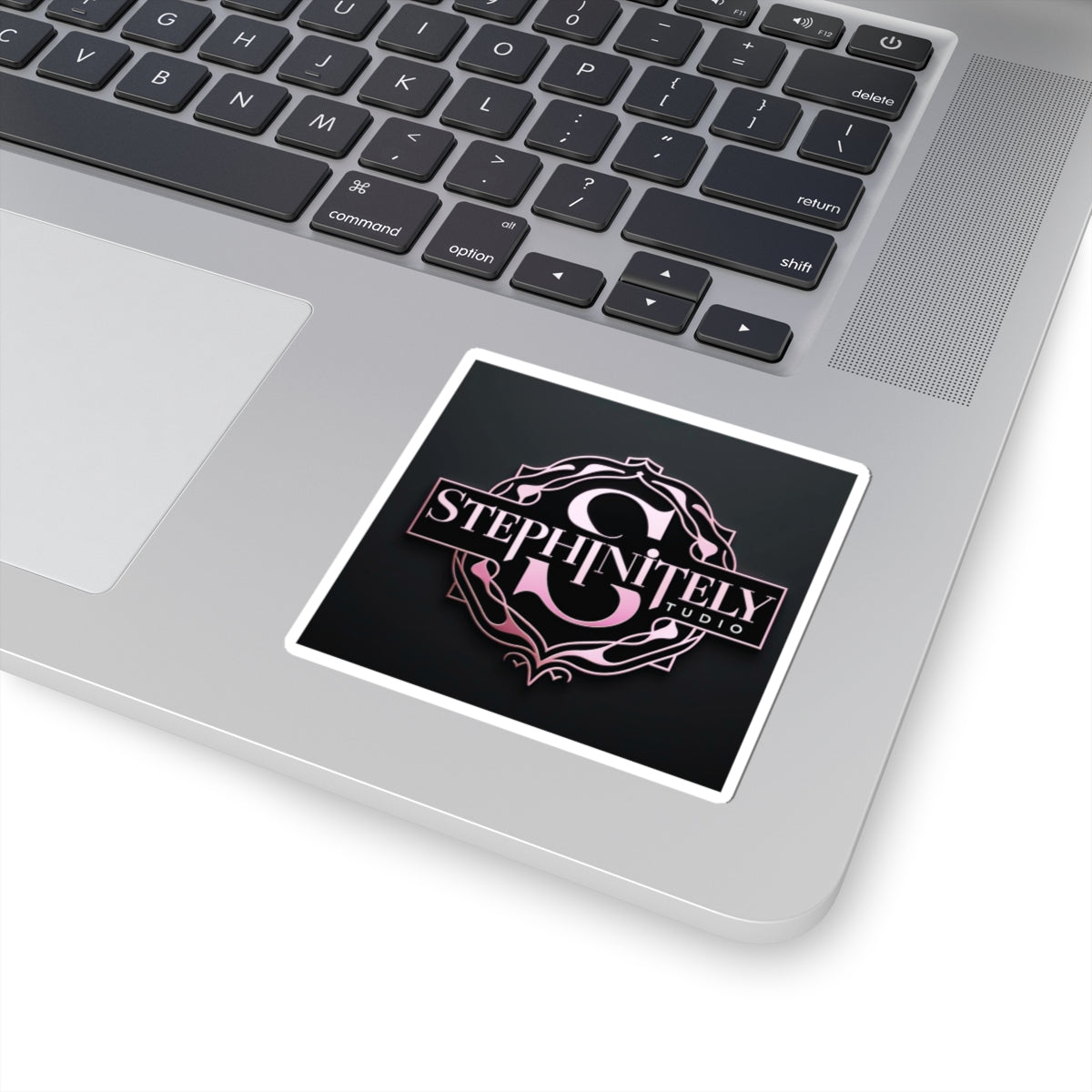 Stephinitely Studio Logo Sticker – Elegant Pink Monogram Kiss-Cut Sticker