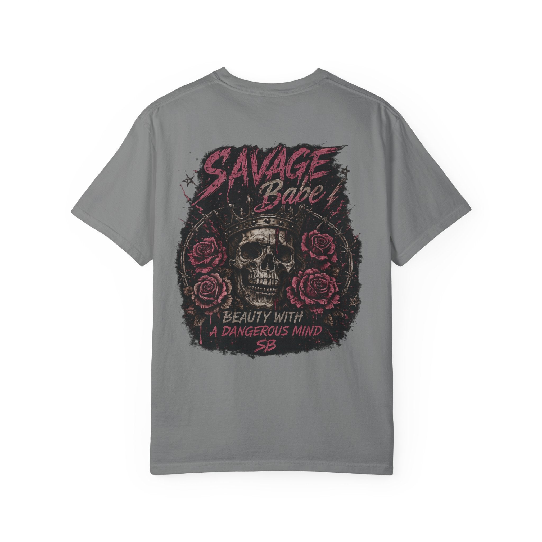 Savage Babe Skull T-Shirt | Edgy Graphic Tee | Grunge Aesthetic Shirt | Streetwear Women’s Tee | Bold Back Print Shirt