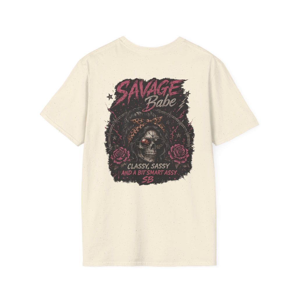 Savage Babe Skull Graphic T-Shirt | Edgy Streetwear Tee | Grunge Aesthetic Shirt | Bold Back Print | Classy Sassy Shirt